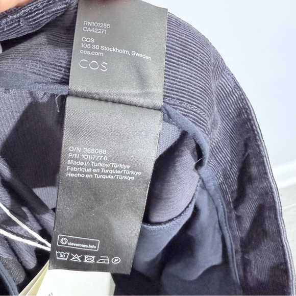 NWT COS Straight Leg Fit Corduroy Chinos Pants Navy Blue US 2 High Rise Classic - Picture 14 of 16